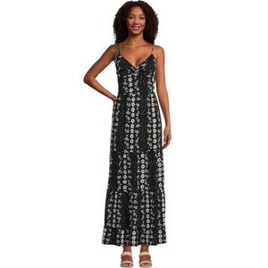 NWOT No Boundaries Black/White Floral Maxi Lined Knit SunDress Padded Bra XXXL